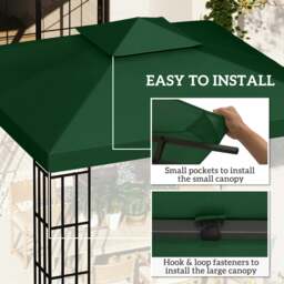 Rackhams 3(m) 2 Tier Garden Gazebo Top Cover Replacement Canopy Roof Dark Green - Beige - thumbnail 6