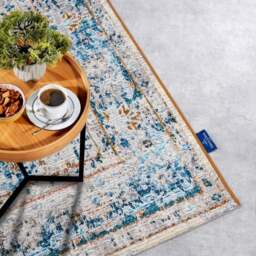 Rackhams Indoor & Outdoor Rug Pierre Blue Cream - 200X285 cm - thumbnail 5