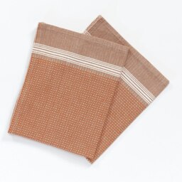 Rackhams Tuana Cotton Hammam Hand Towel without Tassels - Burnt Orange with White Stripes