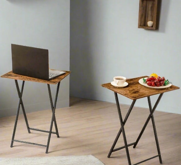 Rackhams Set of 2 Folding Side Tables – Industrial Tables for Sofa , Laptop, or Drinks - image 1