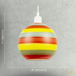 Rackhams Multicolour Striped Glass Globe Pendant Shade with Retro Character - thumbnail 6