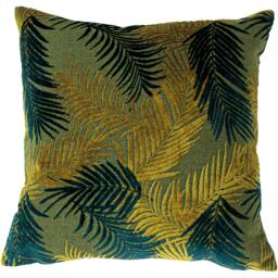 Rackhams Palm Grove Cushion Cover - Gold/Teal - One Size - Gold/Teal - 100% Polyester