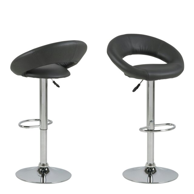 Rackhams Plump Black Swivel Bar Stool with Open Back - 1 - image 1