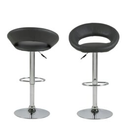 Rackhams Plump Black Swivel Bar Stool with Open Back - 1 - thumbnail 2