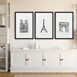 Rackhams Wall Art Framed For Living Room - Set of 3 Paris Landmarks Wall art Prints - A2 16.54 x 23.39 in / 42 x 59.4 cm - Matte Museum Quality Art Paper 290 gsm - Black Frame - thumbnail 5