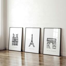 Rackhams Wall Art Framed For Living Room - Set of 3 Paris Landmarks Wall art Prints - A2 16.54 x 23.39 in / 42 x 59.4 cm - Matte Museum Quality Art Paper 290 gsm - Black Frame - thumbnail 3
