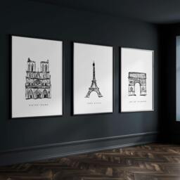 Rackhams Wall Art Framed For Living Room - Set of 3 Paris Landmarks Wall art Prints - A2 16.54 x 23.39 in / 42 x 59.4 cm - Matte Museum Quality Art Paper 290 gsm - Black Frame - thumbnail 4
