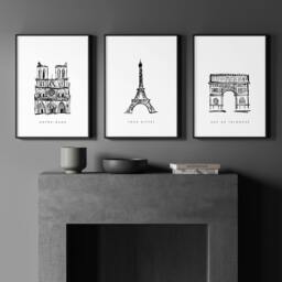 Rackhams Wall Art Framed For Living Room - Set of 3 Paris Landmarks Wall art Prints - A2 16.54 x 23.39 in / 42 x 59.4 cm - Matte Museum Quality Art Paper 290 gsm - Black Frame - thumbnail 6