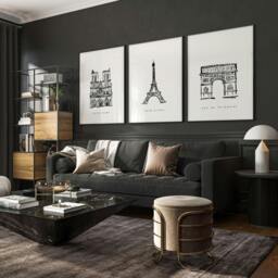Rackhams Wall Art Framed For Living Room - Set of 3 Paris Landmarks Wall art Prints - A2 16.54 x 23.39 in / 42 x 59.4 cm - Matte Museum Quality Art Paper 290 gsm - Black Frame - thumbnail 2