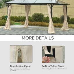 Rackhams 4 Pack Replacement Gazebo Curtains Privacy Panel for Most 3 x 4m Gazebo Canopy Pavillion Outdoor Shelter Sidewalls Accessories Beige - thumbnail 5