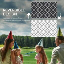 Rackhams Reversible Outdoor Rug, Plastic Straw Mat w/ Carry Bag Ground Stakes for Garden RV Picnic Beach Camping 182x274cm Black - thumbnail 3