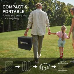 Rackhams Reversible Outdoor Rug, Plastic Straw Mat w/ Carry Bag Ground Stakes for Garden RV Picnic Beach Camping 182x274cm Black - thumbnail 2