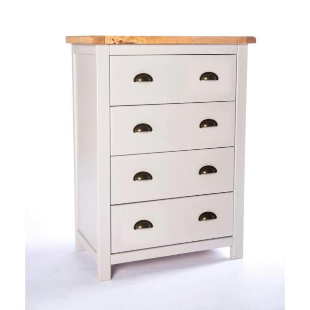 Rackhams Argenta 4 Drawer Chest of Drawers Brass Cup Handle - Light Grey - image 1
