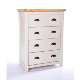 Rackhams Argenta 4 Drawer Chest of Drawers Brass Cup Handle - Light Grey - thumbnail 1