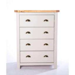 Rackhams Argenta 4 Drawer Chest of Drawers Brass Cup Handle - Light Grey - thumbnail 2