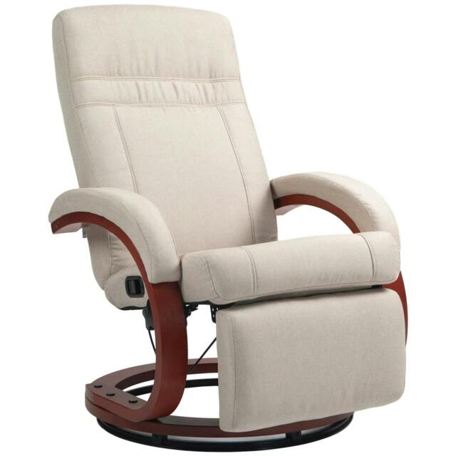 Rackhams 135° Manual Reclining Swivel Chair, with Footrest - Beige - image 1