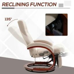 Rackhams 135° Manual Reclining Swivel Chair, with Footrest - Beige - thumbnail 4