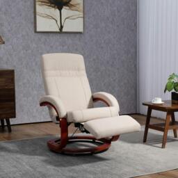 Rackhams 135° Manual Reclining Swivel Chair, with Footrest - Beige - thumbnail 2