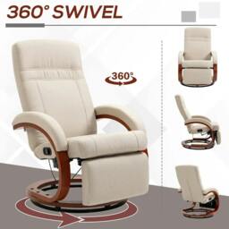 Rackhams 135° Manual Reclining Swivel Chair, with Footrest - Beige - thumbnail 6