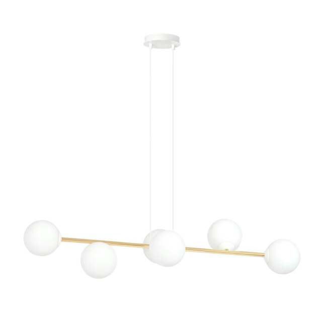 Rackhams GRAVITY Pendant lamp 6 x E14 White, Gold with White Shade - image 1