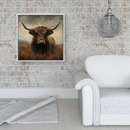 "Rackhams Bronze Effect Highland Cow Framed Canvas -  - Black - 30"" x 30""" - thumbnail 3