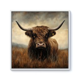 "Rackhams Bronze Effect Highland Cow Framed Canvas -  - Black - 30"" x 30""" - thumbnail 2