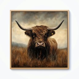 "Rackhams Bronze Effect Highland Cow Framed Canvas -  - Black - 30"" x 30""" - thumbnail 4