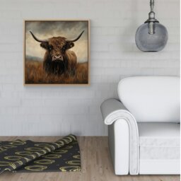 "Rackhams Bronze Effect Highland Cow Framed Canvas -  - Black - 30"" x 30""" - thumbnail 5
