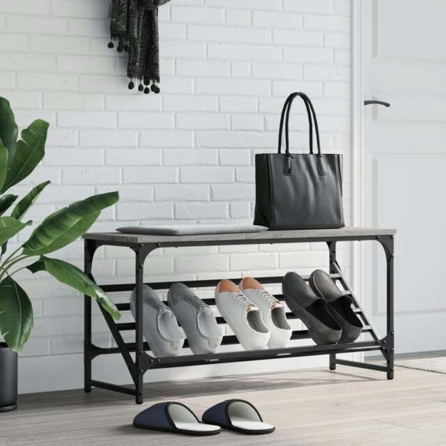 Rackhams Shoe Rack Grey Sonoma 90x30x45 cm Engineered Wood