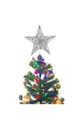 Rackhams 20cm Christmas Tree Topper Silver Glitter Christmas Tree Star with LED Lights - thumbnail 2