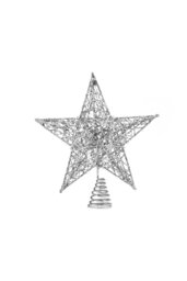 Rackhams 20cm Christmas Tree Topper Silver Glitter Christmas Tree Star with LED Lights - thumbnail 1