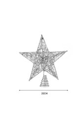 Rackhams 20cm Christmas Tree Topper Silver Glitter Christmas Tree Star with LED Lights - thumbnail 6