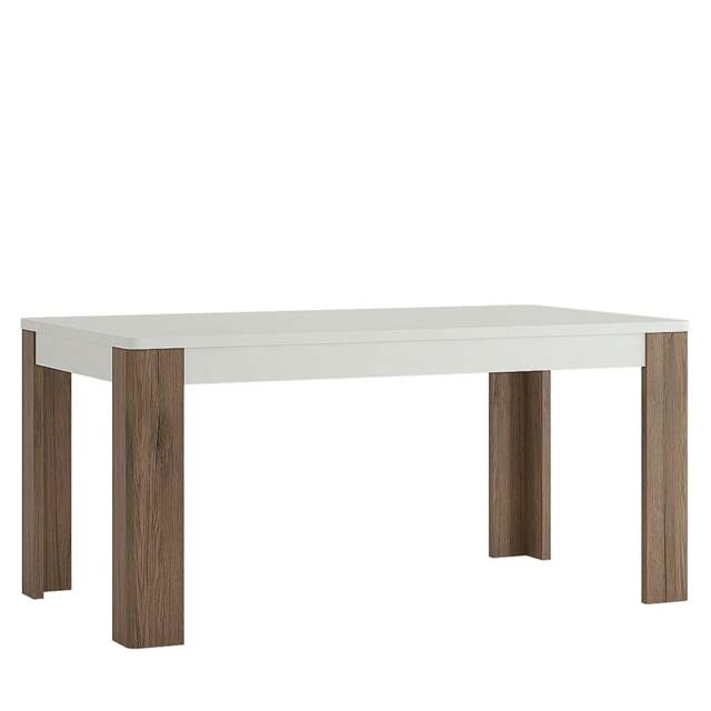 Rackhams Toronto 160 cm Dining Table In White and Oak - Brown - No - White - image 1