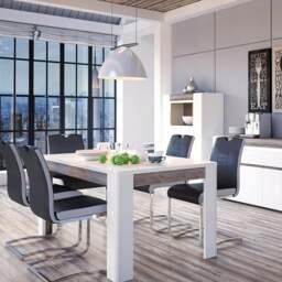 Rackhams Toronto 160 cm Dining Table In White and Oak - Brown - No - White - thumbnail 3