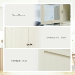 Rackhams Kitchen Cupboard, 5-tier Storage Cabinet with Adjustable Shelves, Cream - thumbnail 6