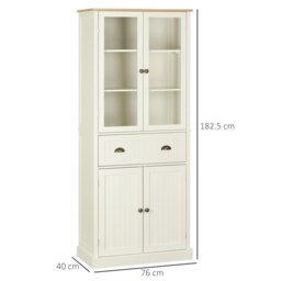 Rackhams Kitchen Cupboard, 5-tier Storage Cabinet with Adjustable Shelves, Cream - thumbnail 4