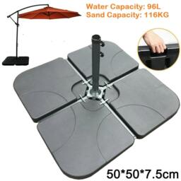 Rackhams Parasol Stand Base 4pcs Square Heavy Duty For Patio Yard Umbrella Cantilever Garden Outdoor Filled By Sand Water - thumbnail 2
