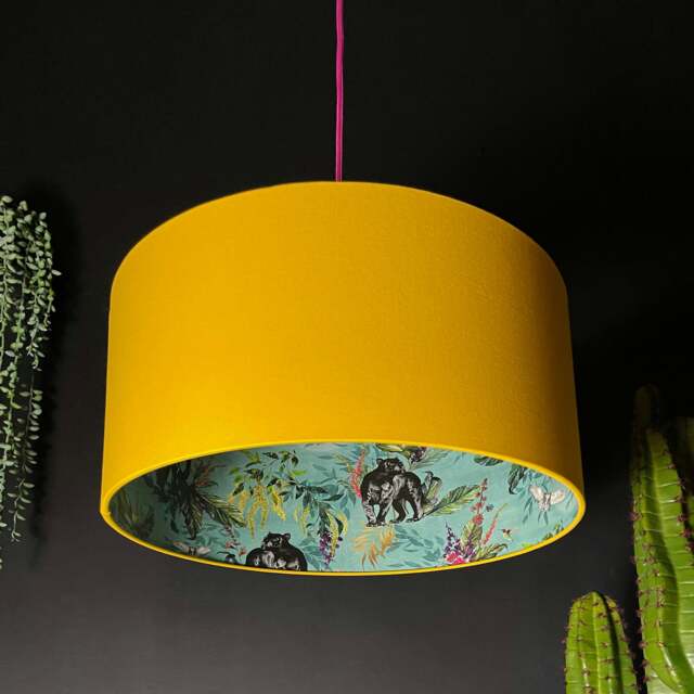 Rackhams Lithium Deadly Night Shade Silhouette Lampshade in Egg yolk - Ceiling Pendant / Arc Lamp - 45cm diameter x 25cm Height (18″ x 10″) - image 1