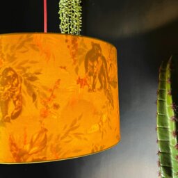 Rackhams Lithium Deadly Night Shade Silhouette Lampshade in Egg yolk - Ceiling Pendant / Arc Lamp - 45cm diameter x 25cm Height (18″ x 10″) - thumbnail 2