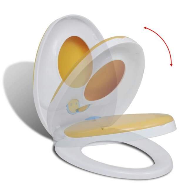 Rackhams White & Yellow Soft-close Toilet Seat Adults/Children - image 1