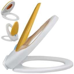 Rackhams White & Yellow Soft-close Toilet Seat Adults/Children - thumbnail 3
