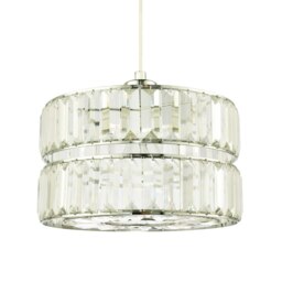 Rackhams Designer Double Tier Easy Fit Pendant Shade with Rows of Clear Acrylic Prisms - thumbnail 2