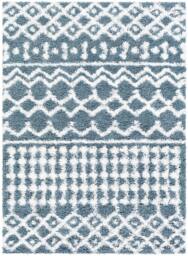 Rackhams Urban Shag-Geometric Blue White Soft Plush Pile Rug - 160 x 220 cm - thumbnail 2
