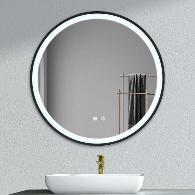 Rackhams Round Metal Framed LED Wall Mirror - 80cm W x 4cm D x 80cm H - image 1