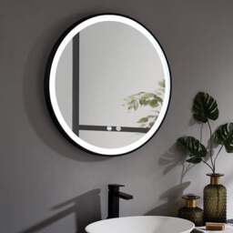 Rackhams Round Metal Framed LED Wall Mirror - 80cm W x 4cm D x 80cm H - thumbnail 3