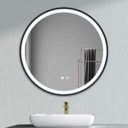 Rackhams Round Metal Framed LED Wall Mirror - 80cm W x 4cm D x 80cm H