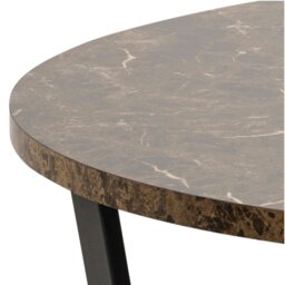 Rackhams Amble Round Dining Table with Brown Marble Melamine Top & Black Legs - Black - No - Brown - thumbnail 6