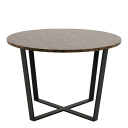 Rackhams Amble Round Dining Table with Brown Marble Melamine Top & Black Legs - Black - No - Brown - thumbnail 2