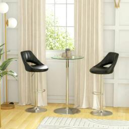 Rackhams High Top Bar Table, Round Kitchen Table with Tempered Glass Top and Steel Base, Bistro Table for 2 People, Clear - thumbnail 2