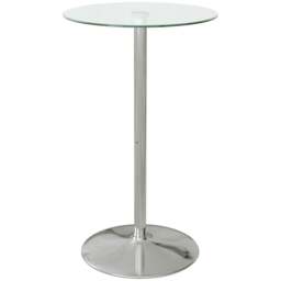Rackhams High Top Bar Table, Round Kitchen Table with Tempered Glass Top and Steel Base, Bistro Table for 2 People, Clear - thumbnail 1